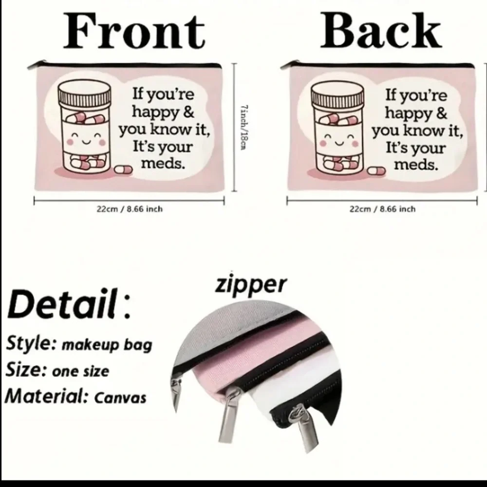 **BUY NOW** "Happy Meds" Fun Cosmetic Bag - Picture 3 of 4